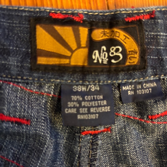 Vintage No. 83 Samurai Warrior Wide Leg Denim Pants. Size 38W/34 - Picture 9 of 9